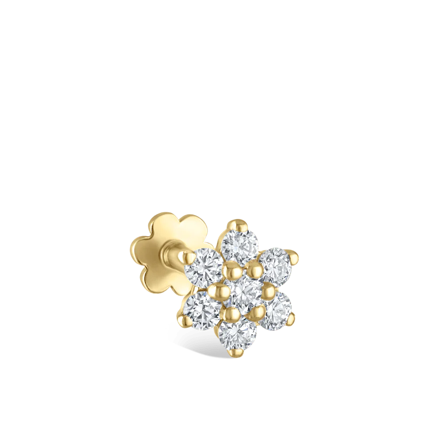 Diamond Flower Threaded Stud Earring - Image 35