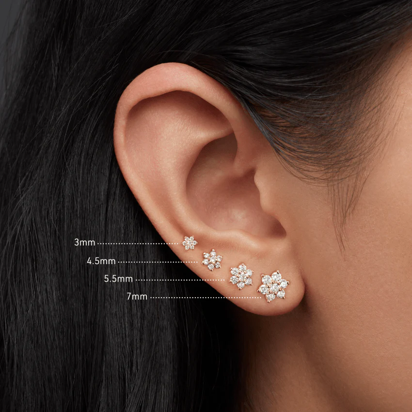 Diamond Flower Threaded Stud Earring - Image 49