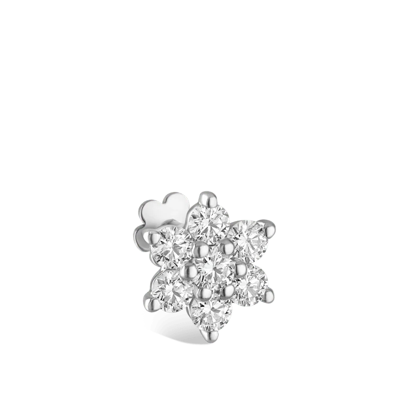 Diamond Flower Threaded Stud Earring With Titanium Backing - Image 20
