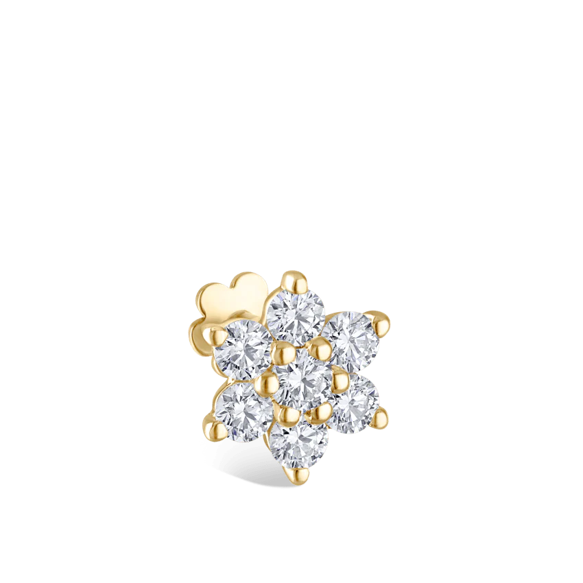 Diamond Flower Threaded Stud Earring With Titanium Backing - Image 40