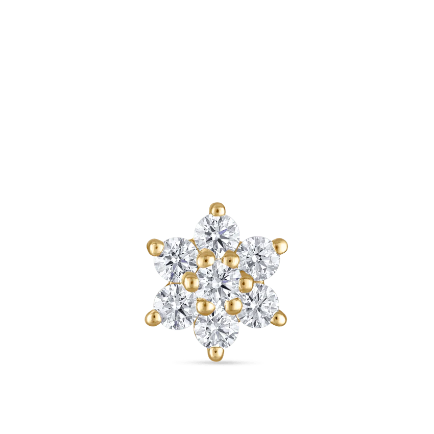 Diamond Flower Threaded Stud Earring With Titanium Backing - Image 42