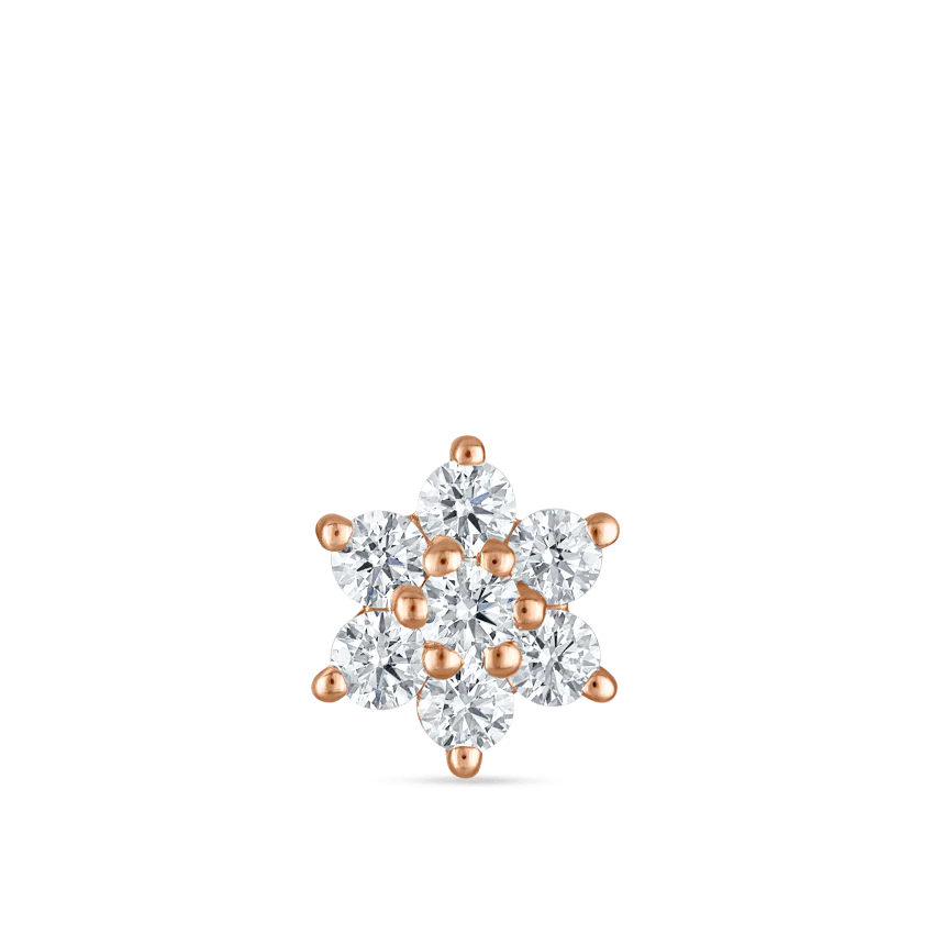 Diamond Flower Threaded Stud Earring With Titanium Backing - Image 61