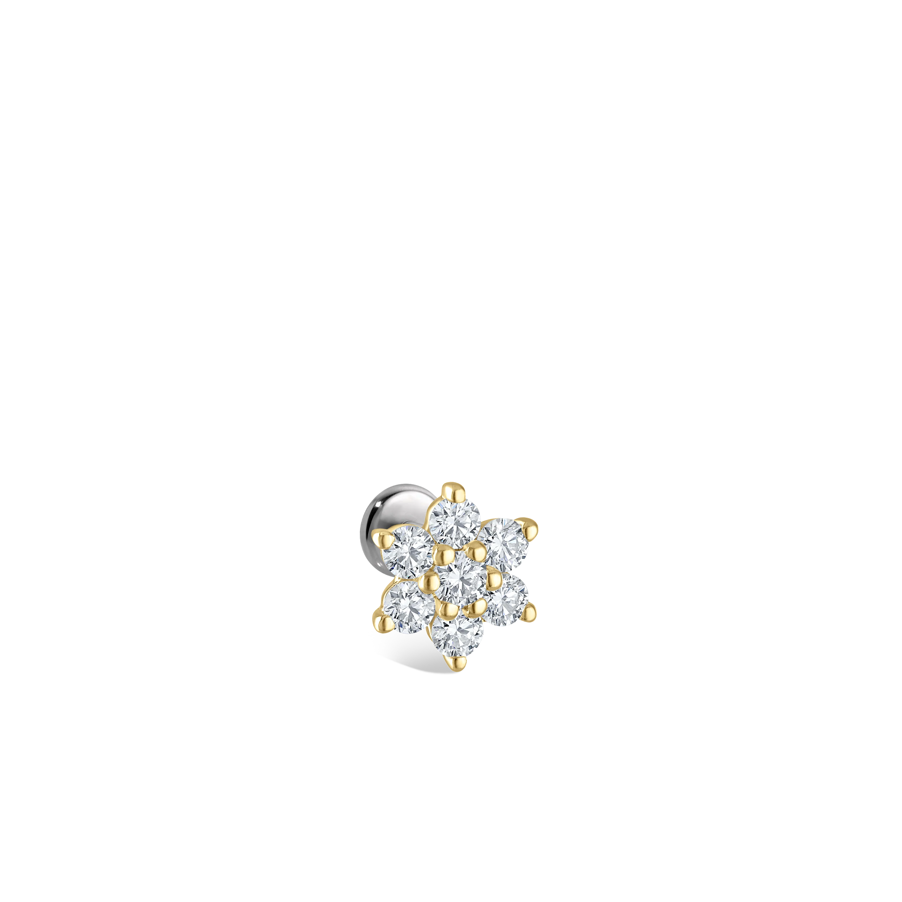 Diamond Flower Threaded Stud Earring With Titanium Backing - Image 63