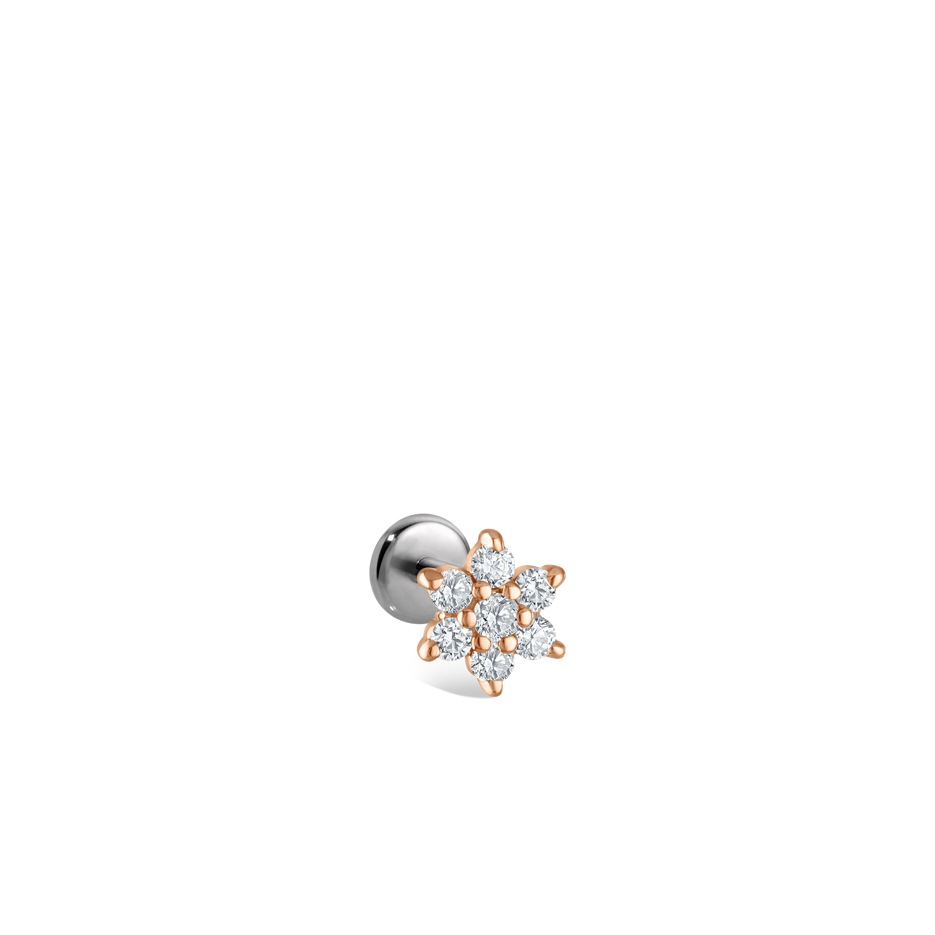 Diamond Flower Threaded Stud Earring With Titanium Backing - Image 65