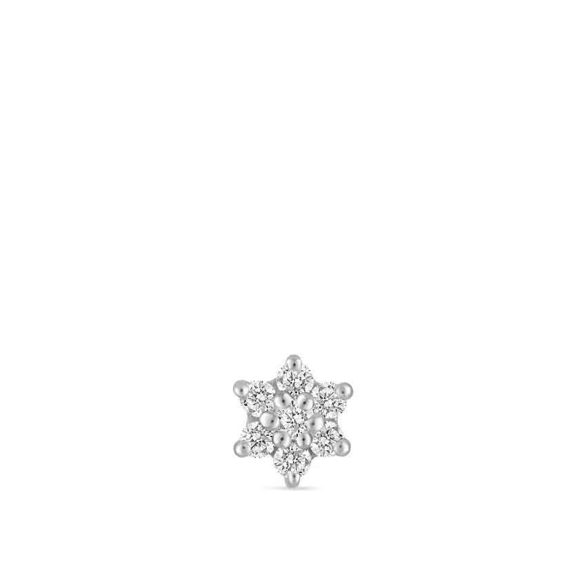 Diamond Flower Threaded Stud Earring With Titanium Backing - Image 7