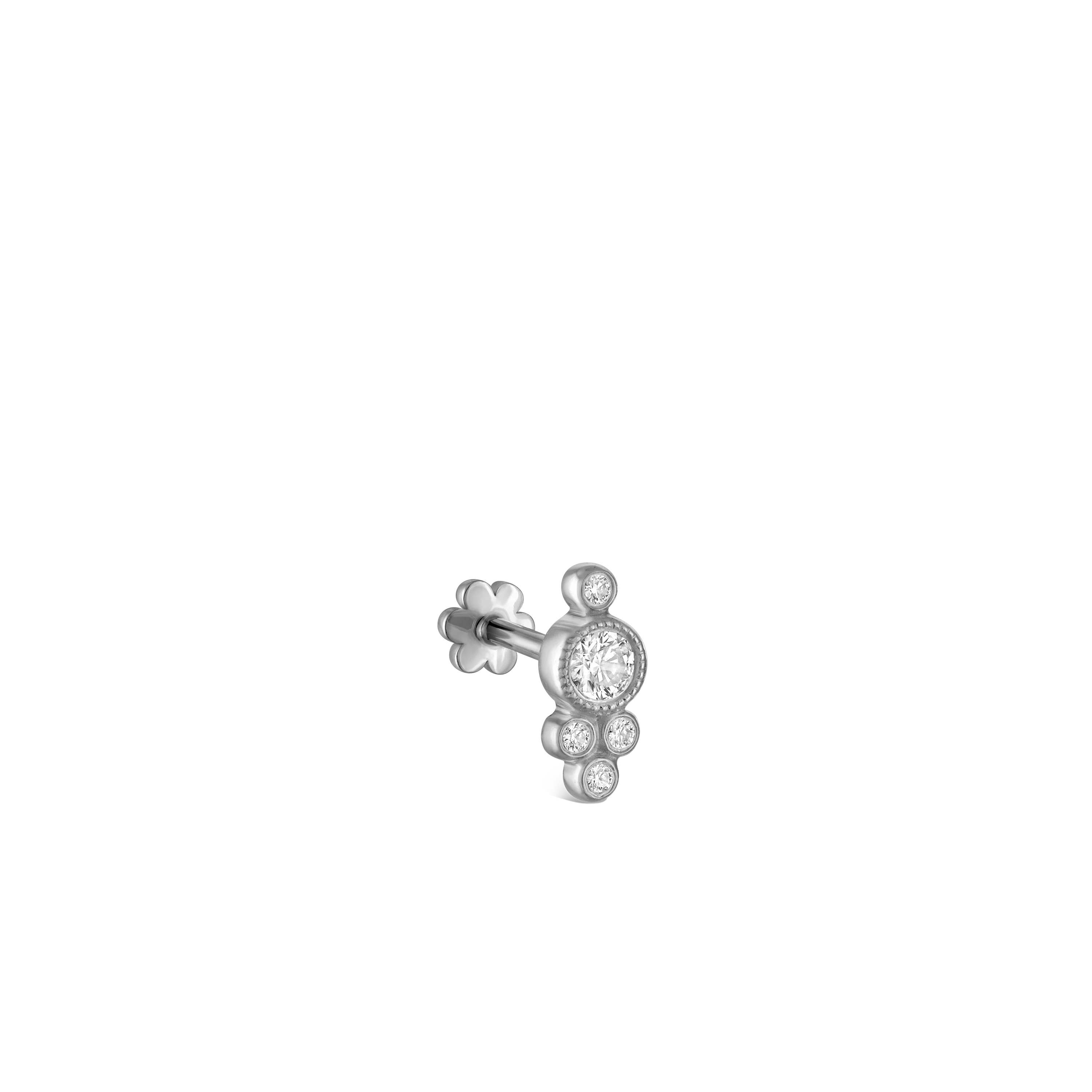 Diamond Four Ball Trinity Threaded Stud Earring - Image 10