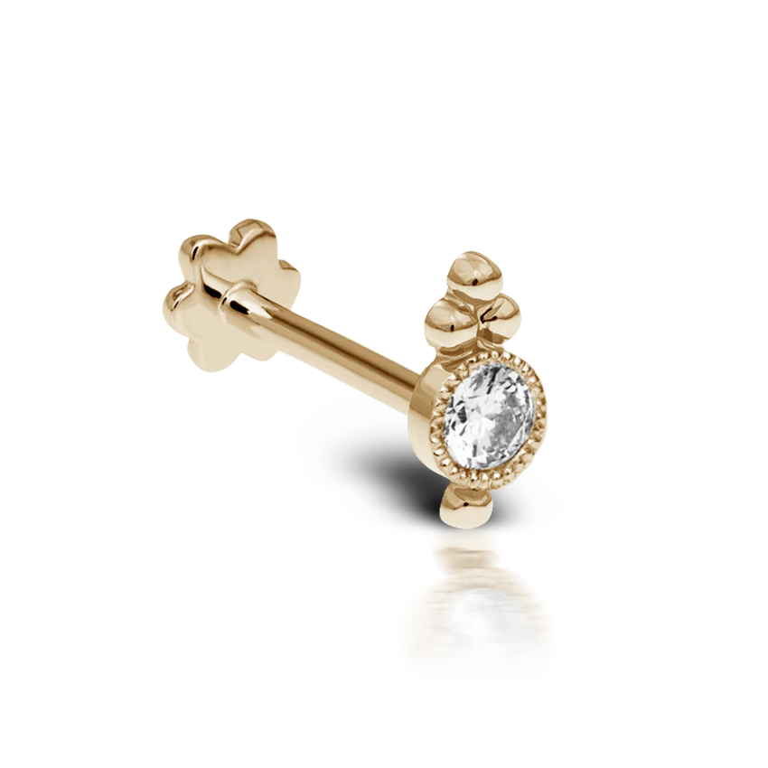 Diamond Four Ball Trinity Threaded Stud Earring - Image 5