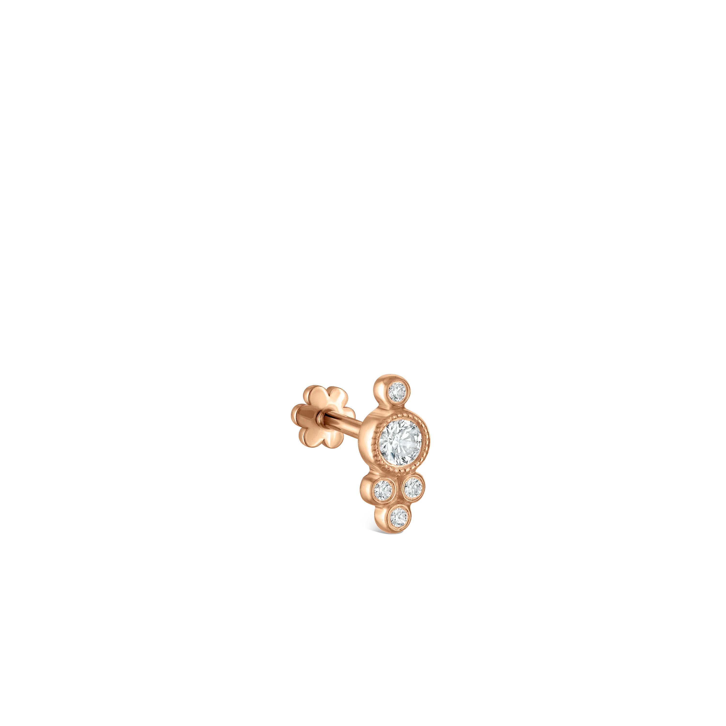 Diamond Four Ball Trinity Threaded Stud Earring - Image 9