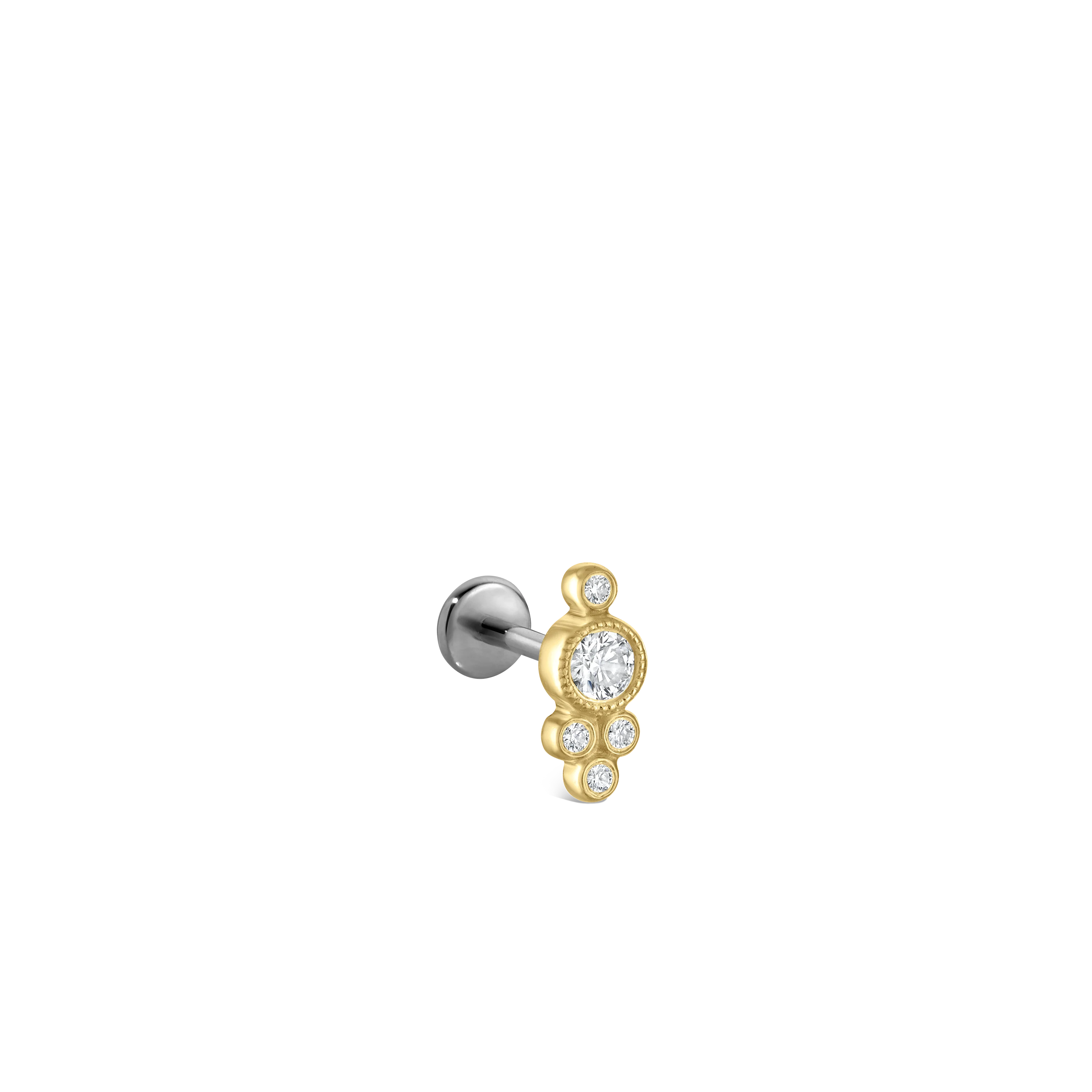 Diamond Four Ball Trinity Threaded Stud Earring With Titanium Backing - Image 9
