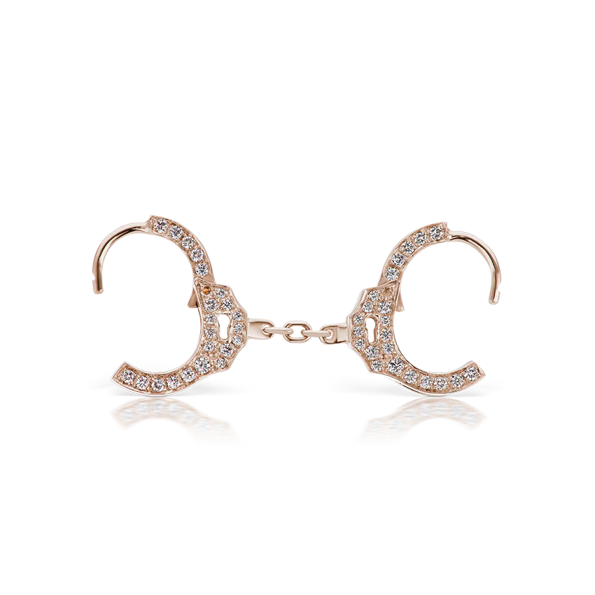 Diamond Handcuff Hoop Earring with Short Chain - Image 10