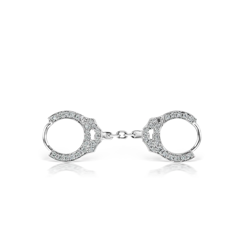 Diamond Handcuff Hoop Earring with Short Chain - Image 3