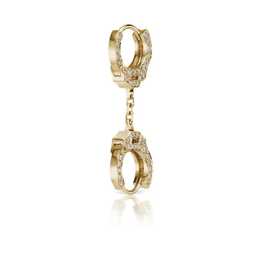 Diamond Handcuff Hoop Earring with Short Chain - Image 5