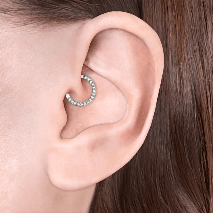 Diamond Horizontal Eternity Hoop Earring - Image 5