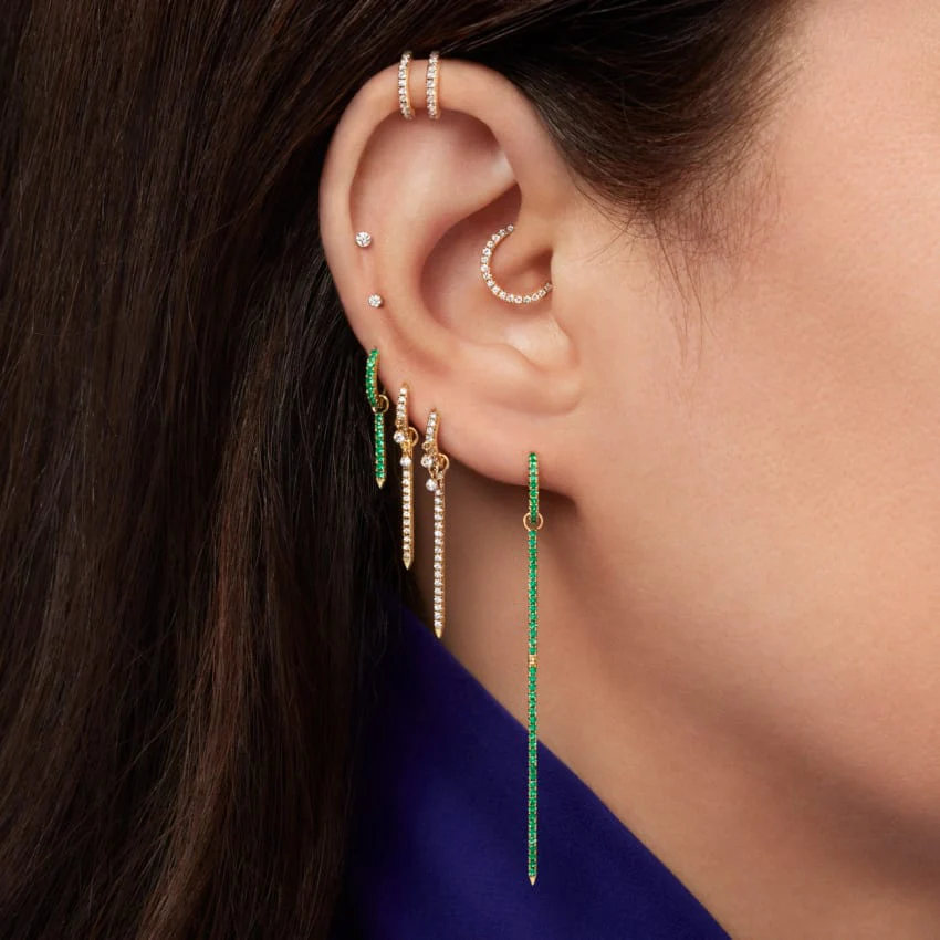 Diamond Horizontal Eternity Hoop Earring - Image 6