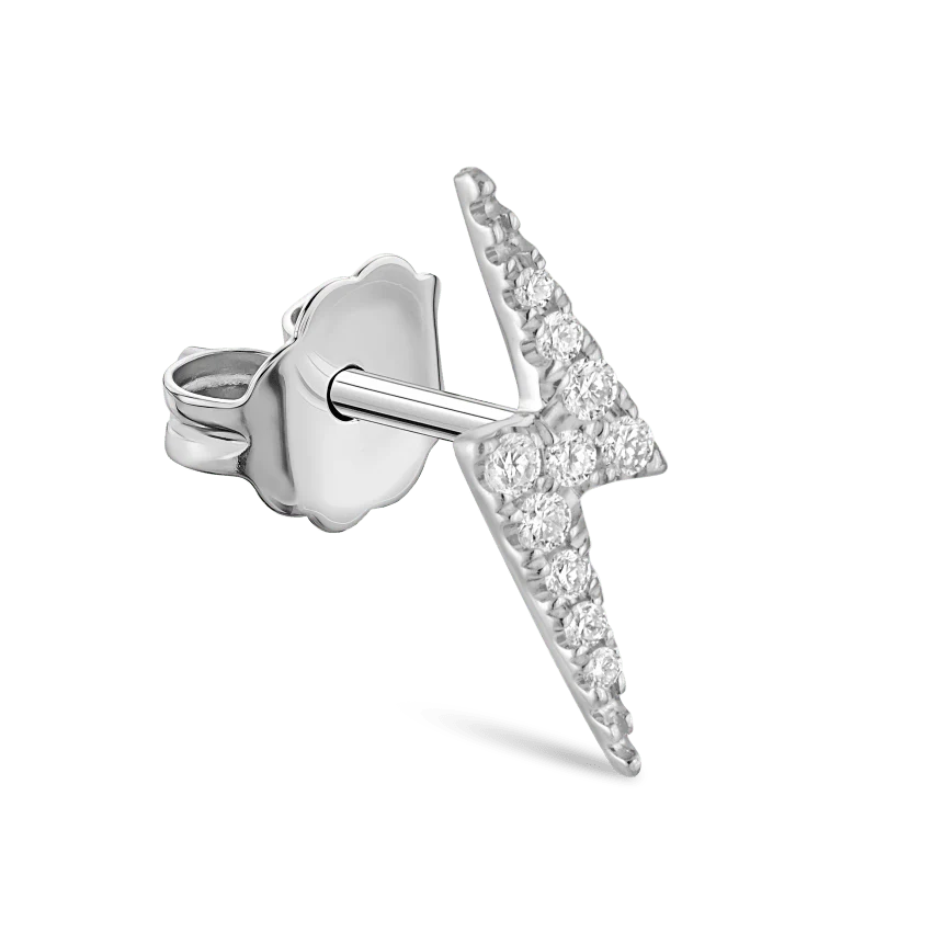 Diamond Lightning Bolt Stud Earring - Image 2