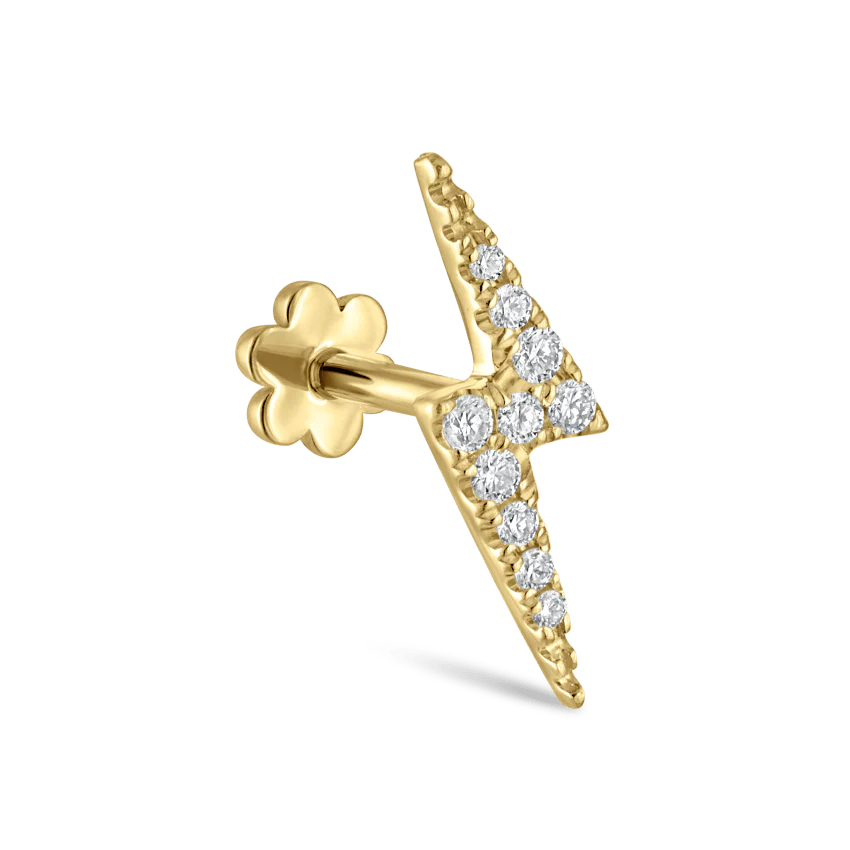 Diamond Lightning Bolt Threaded Stud Earring - Image 10