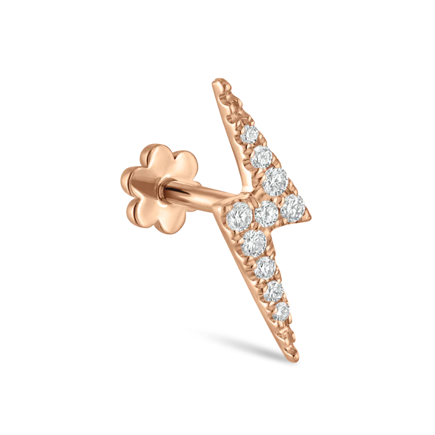 Diamond Lightning Bolt Threaded Stud Earring - Image 18