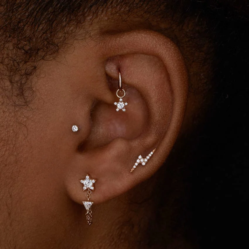 Diamond Lightning Bolt Threaded Stud Earring - Image 19