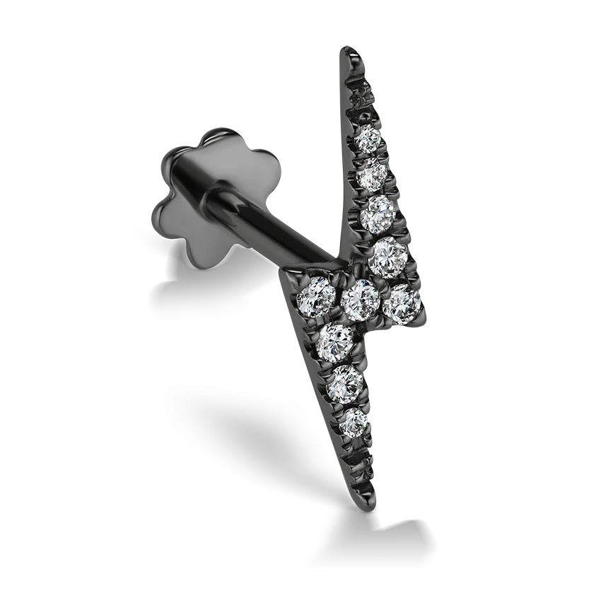 Diamond Lightning Bolt Threaded Stud Earring - Image 26
