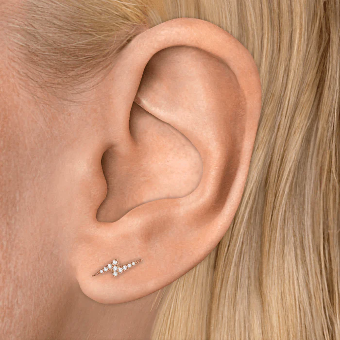 Diamond Lightning Bolt Threaded Stud Earring With Titanium Backing - Image 21