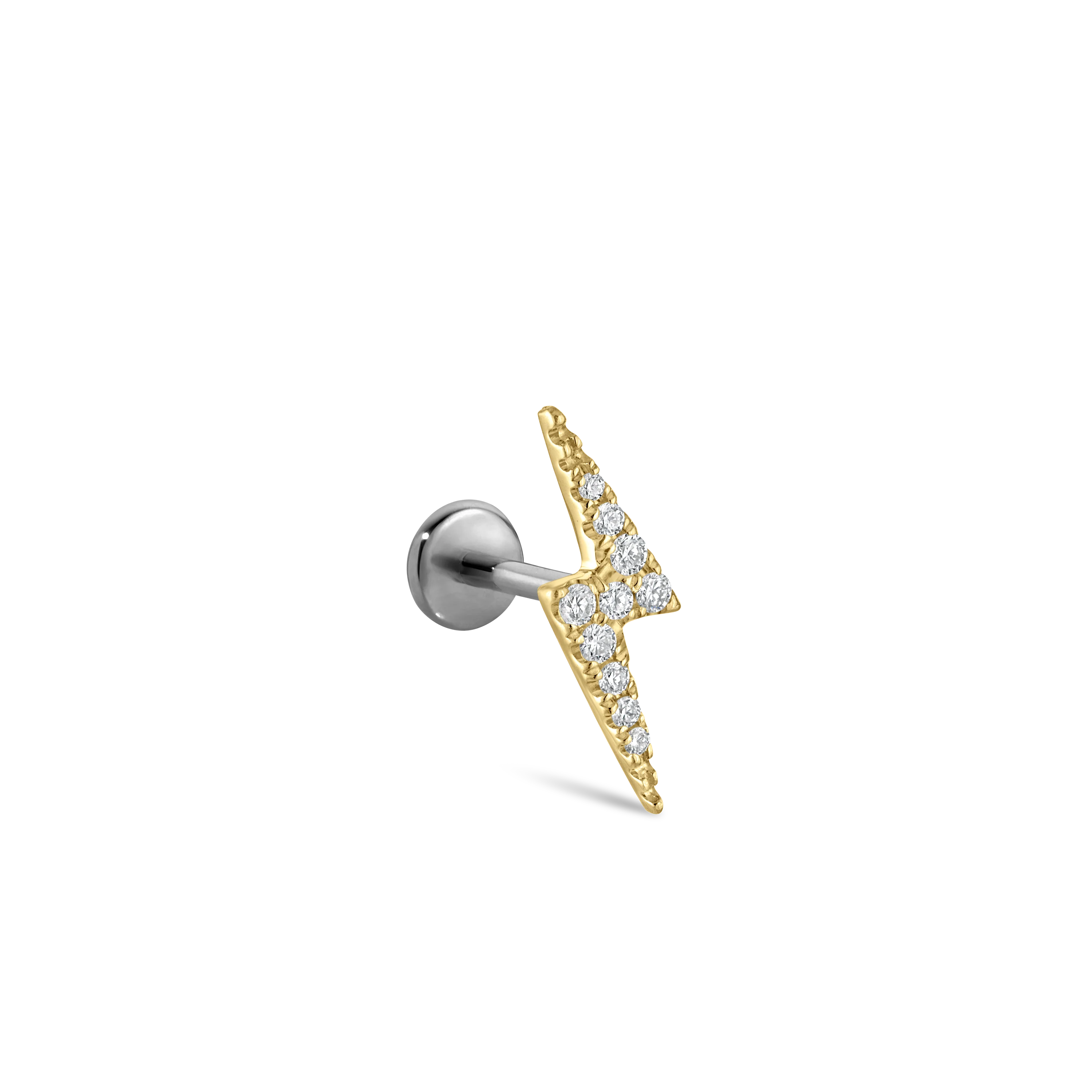 Diamond Lightning Bolt Threaded Stud Earring With Titanium Backing - Image 33