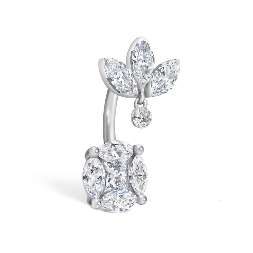 Diamond Lotus and Cluster Navel Barbell - Image 6