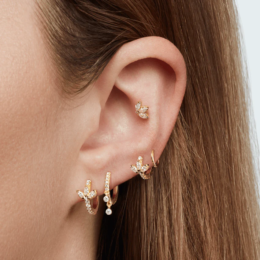 Diamond Lotus Eternity Hoop Earring - Image 22