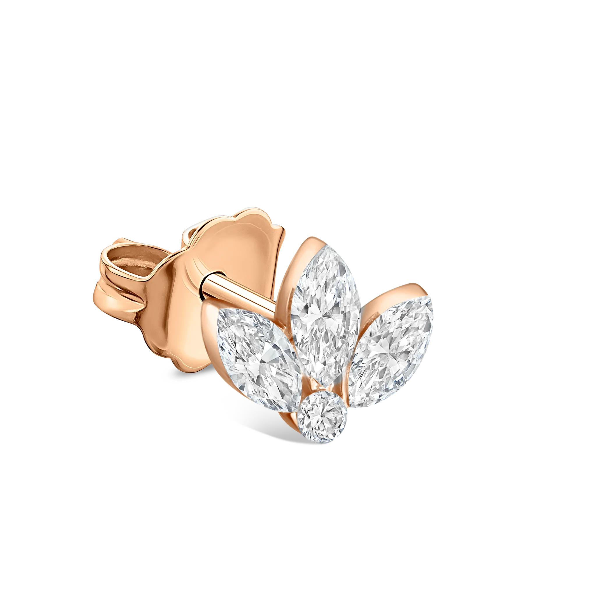 Invisible Set Diamond Lotus Stud Earring - Image 8
