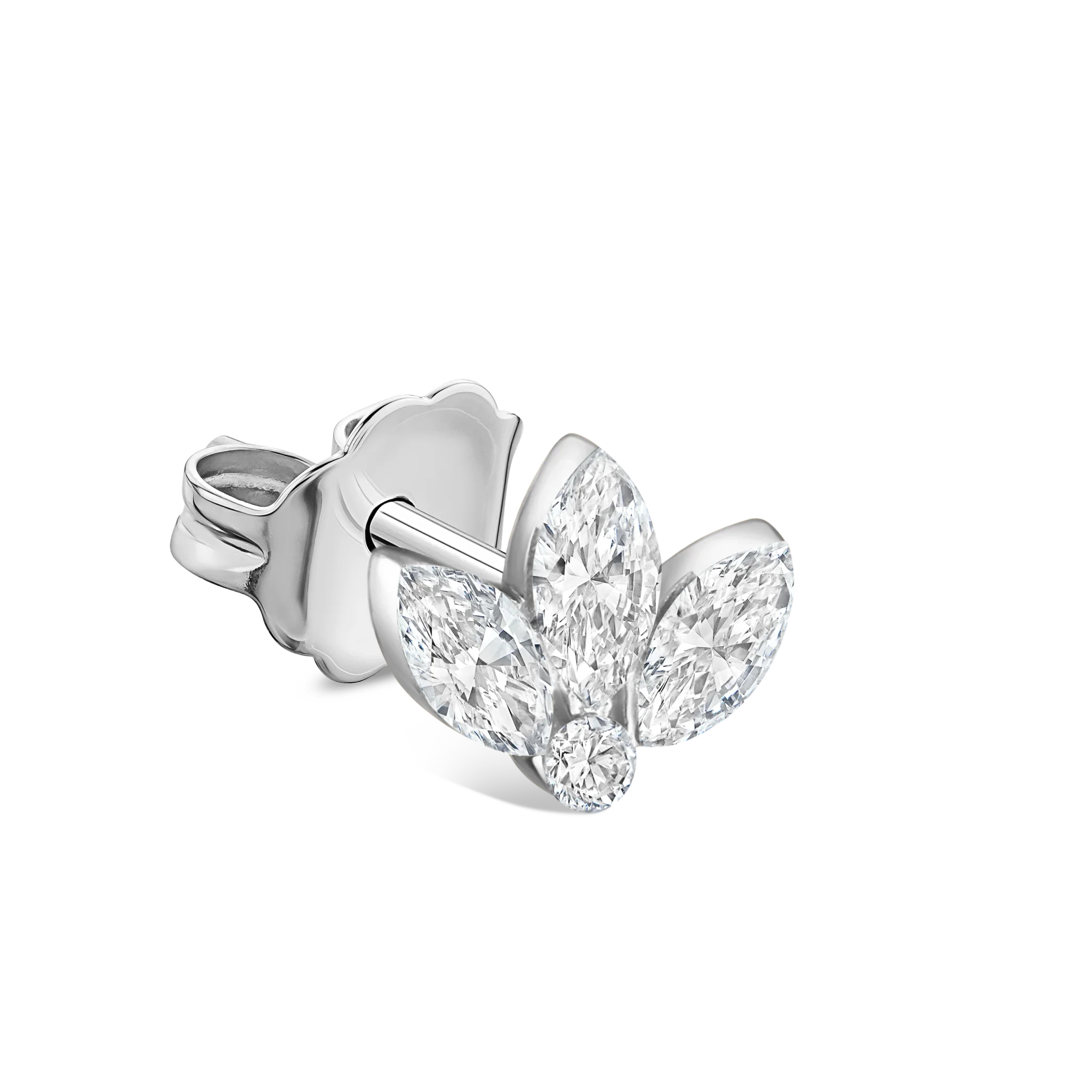 Invisible Set Diamond Lotus Stud Earring - Image 9