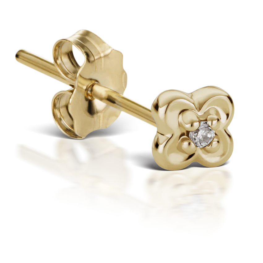 Diamond Lucky Clover Stud Earring - Image 5