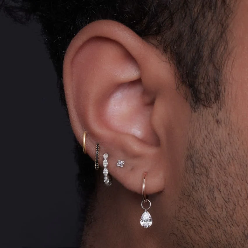 Diamond Lucky Clover Threaded Stud Earring - Image 7
