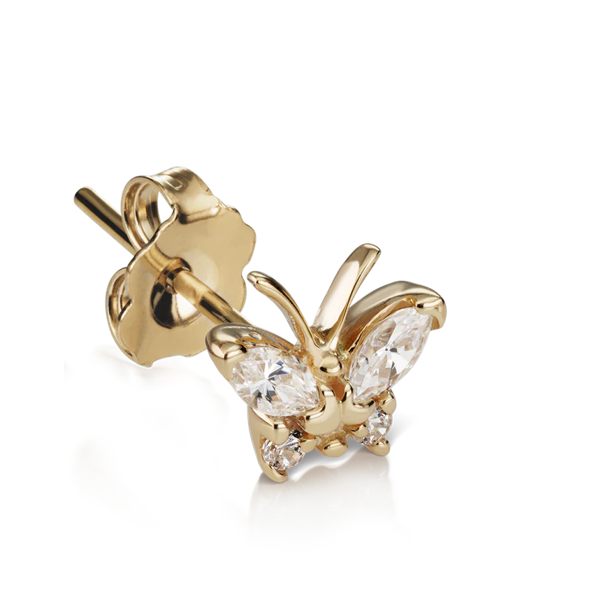 Diamond Marquise Butterfly Stud Earring - Image 5