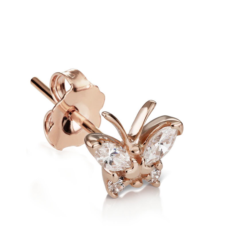 Diamond Marquise Butterfly Stud Earring - Image 8