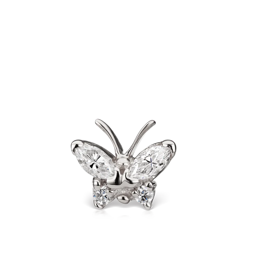 Diamond Marquise Butterfly Threaded Stud Earring With Titanium Backing - Image 3