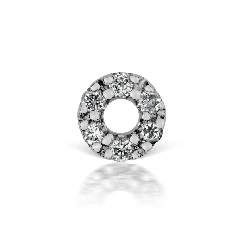 Diamond Micropavé Circle Threaded Stud Earring With Titanium Backing