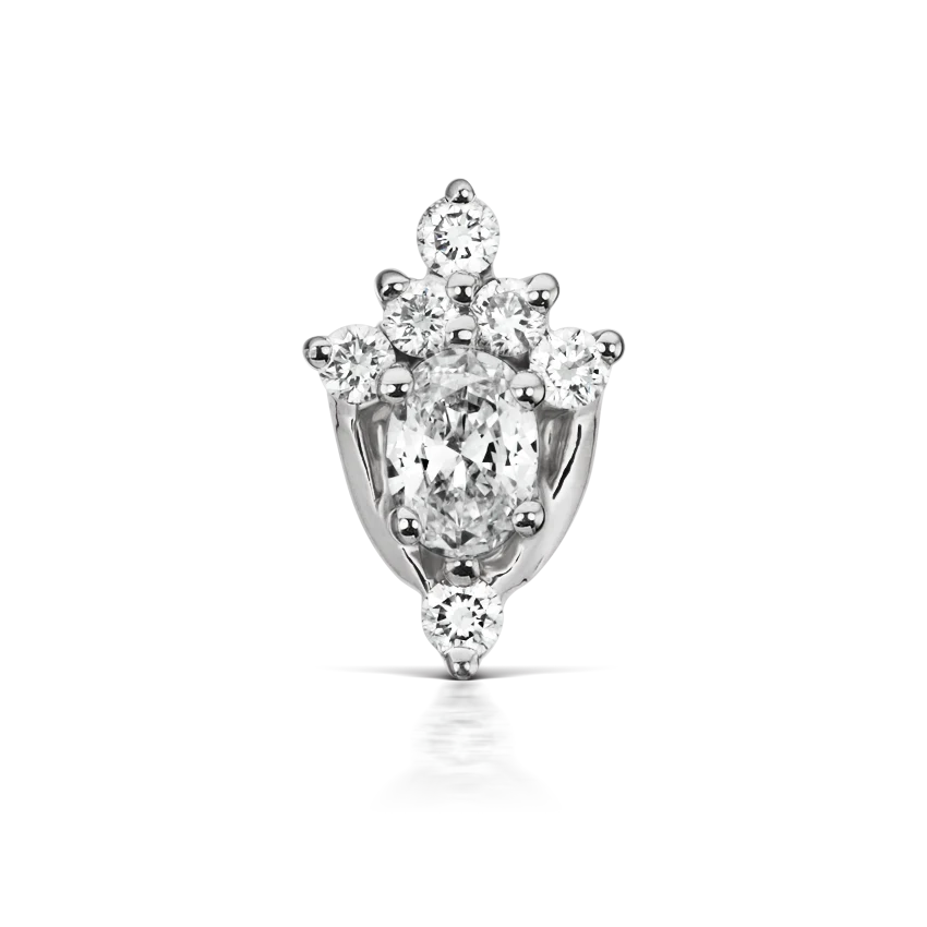 Diamond Mini Tash Crown Threaded Stud Earring With Titanium Backing