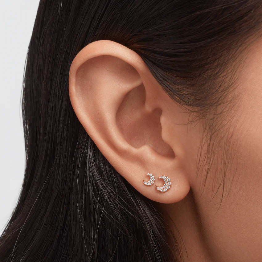 Diamond Moon Stud Earring - Image 4