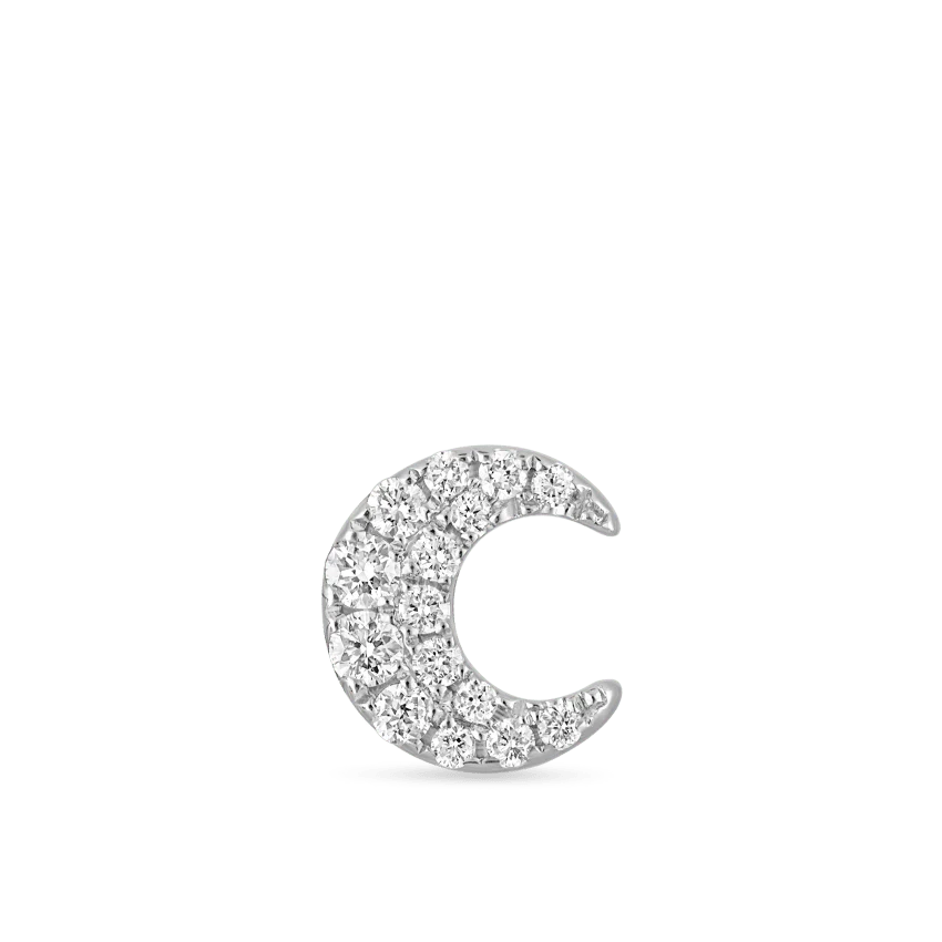 Diamond Moon Threaded Stud Earring - Image 11