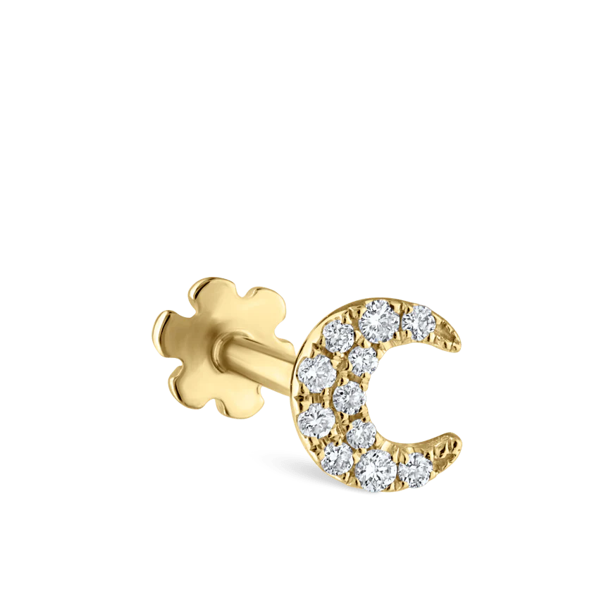 Diamond Moon Threaded Stud Earring - Image 12