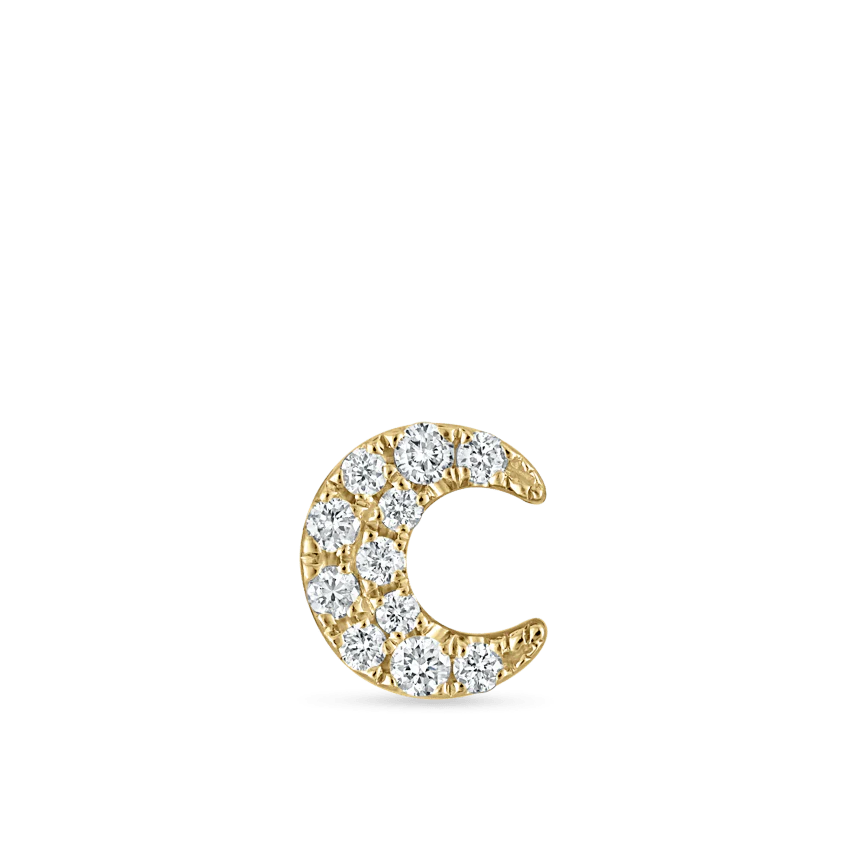 Diamond Moon Threaded Stud Earring - Image 16