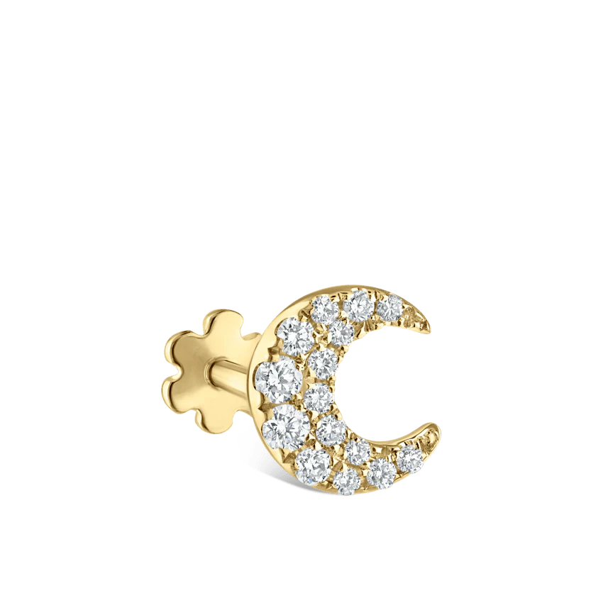 Diamond Moon Threaded Stud Earring - Image 17