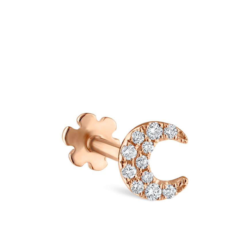 Diamond Moon Threaded Stud Earring - Image 22