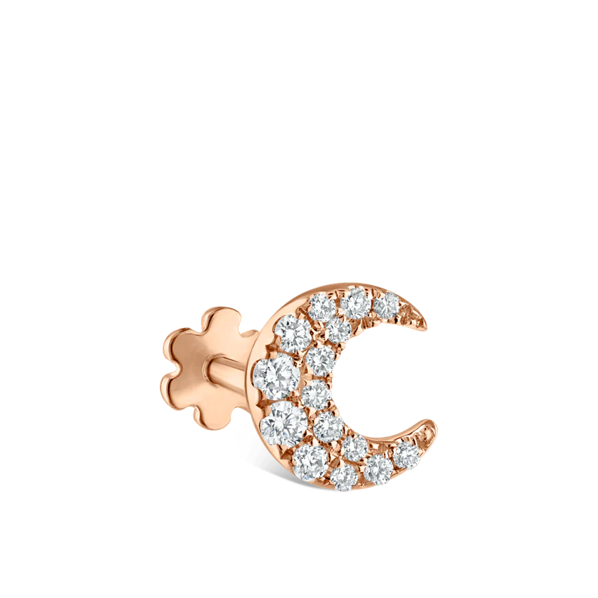Diamond Moon Threaded Stud Earring - Image 27