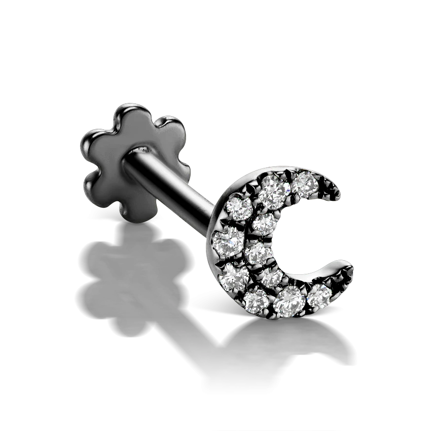 Diamond Moon Threaded Stud Earring - Image 32