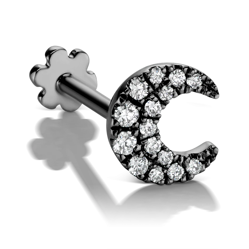 Diamond Moon Threaded Stud Earring - Image 33