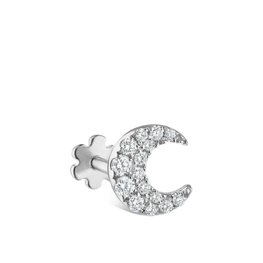 Diamond Moon Threaded Stud Earring - Image 7