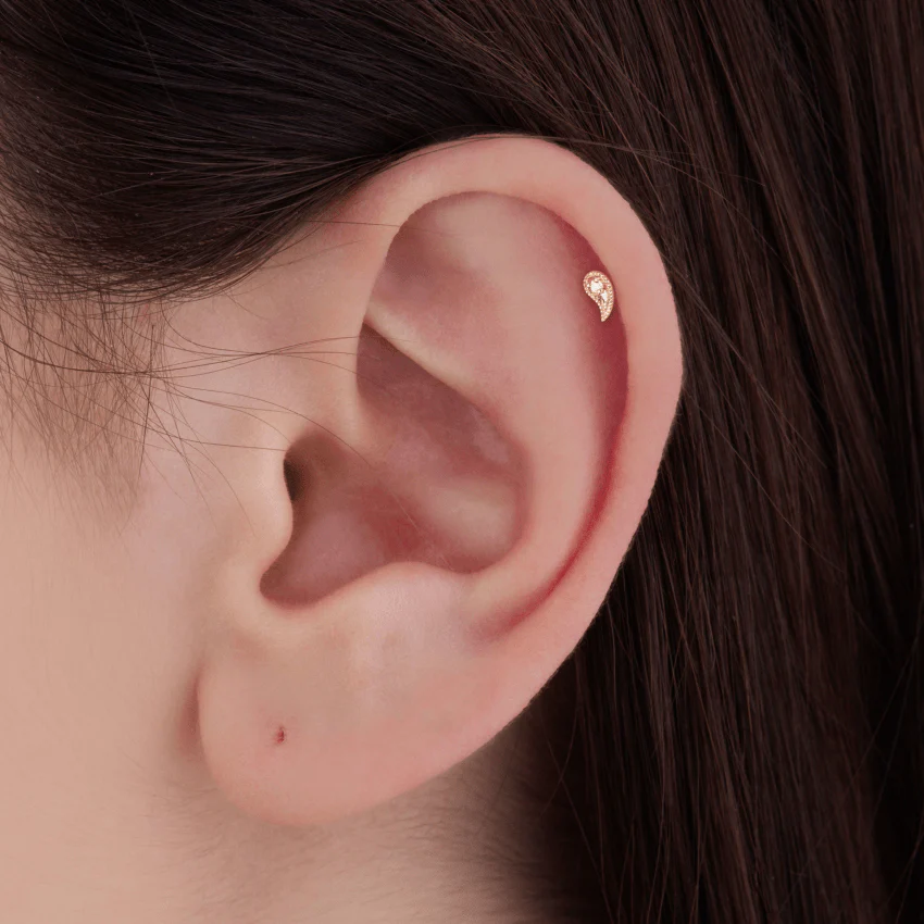 Diamond Paisley Threaded Stud Earring - Image 20
