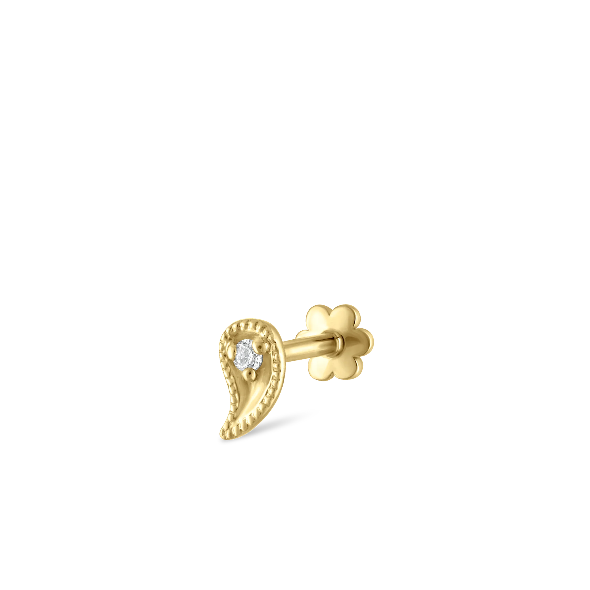 Diamond Paisley Threaded Stud Earring - Image 28