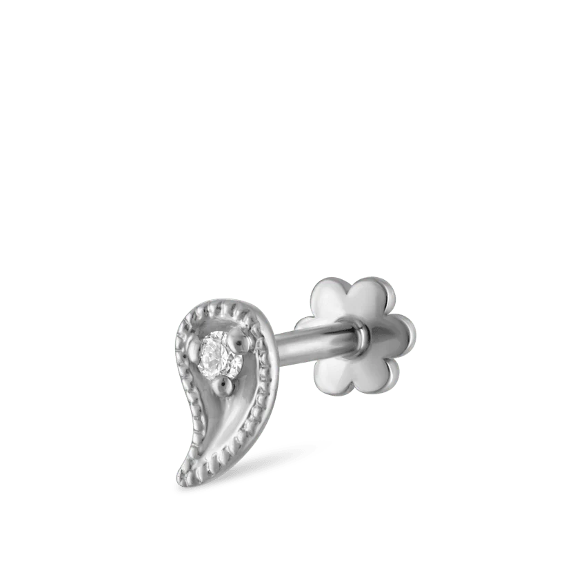 Diamond Paisley Threaded Stud Earring - Image 5
