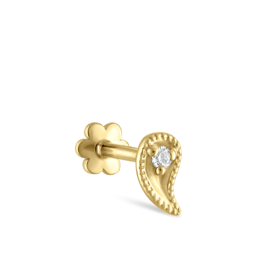Diamond Paisley Threaded Stud Earring - Image 9